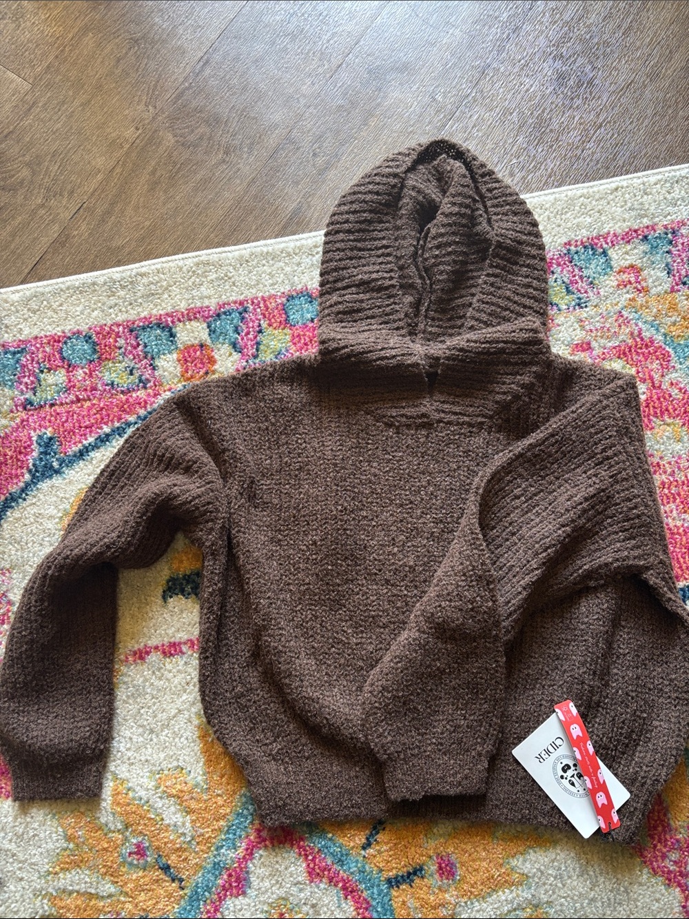Cider Cozy Cropped Brown Hooded Sweater